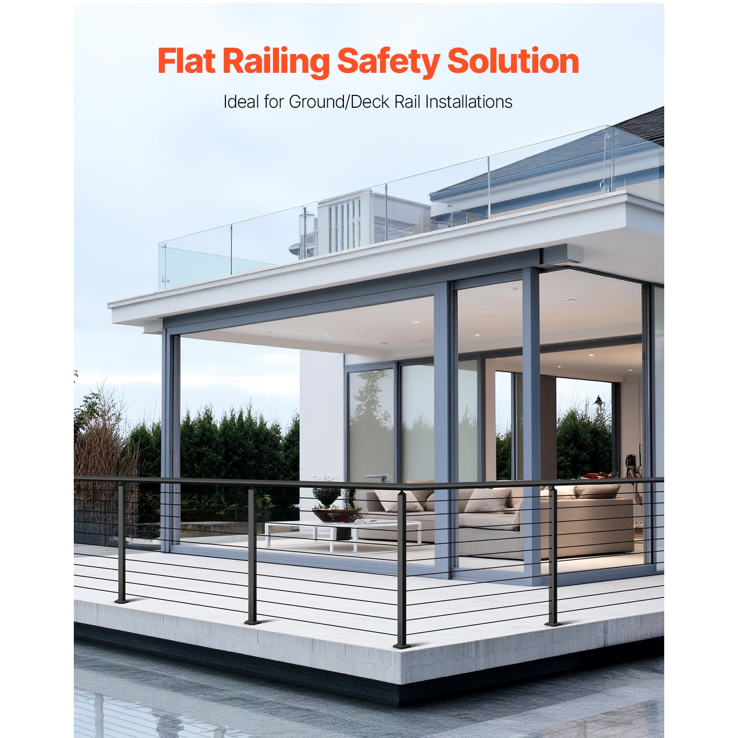 Cable Railing Post For Deck Horizontal Stainless Steel Black_voghion.com